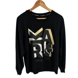 Karl Lagerfeld Paris Black MARAIS Logo‎ Sweatshirt Crewneck Size M Medium